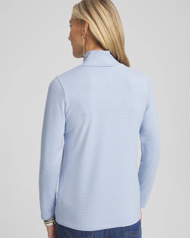 Metallic Stripe Mock Neck Tee - image 3